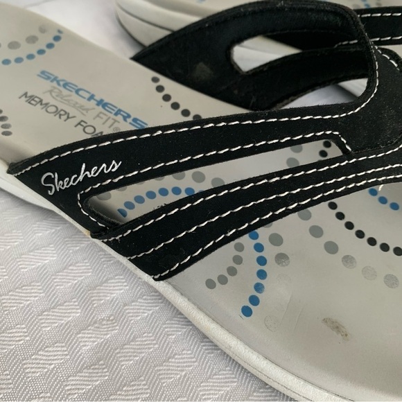 Skechers Relaxed Fit Memory Foam Sandals Womens 10 Black Slip On Comfort Summer - Picture 6 of 11